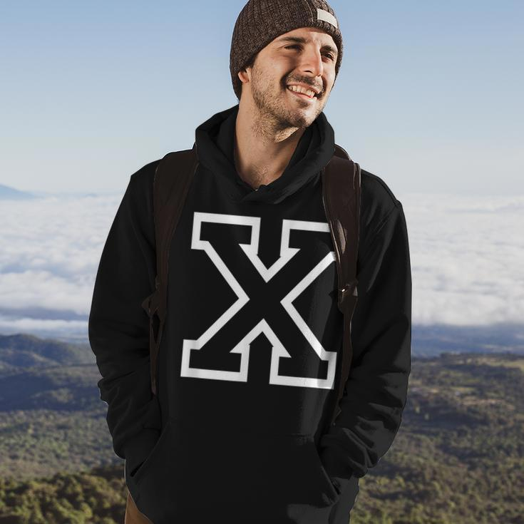 Letter X Alphabet Name Athletic Sports Monogram Outline Hoodie Lifestyle