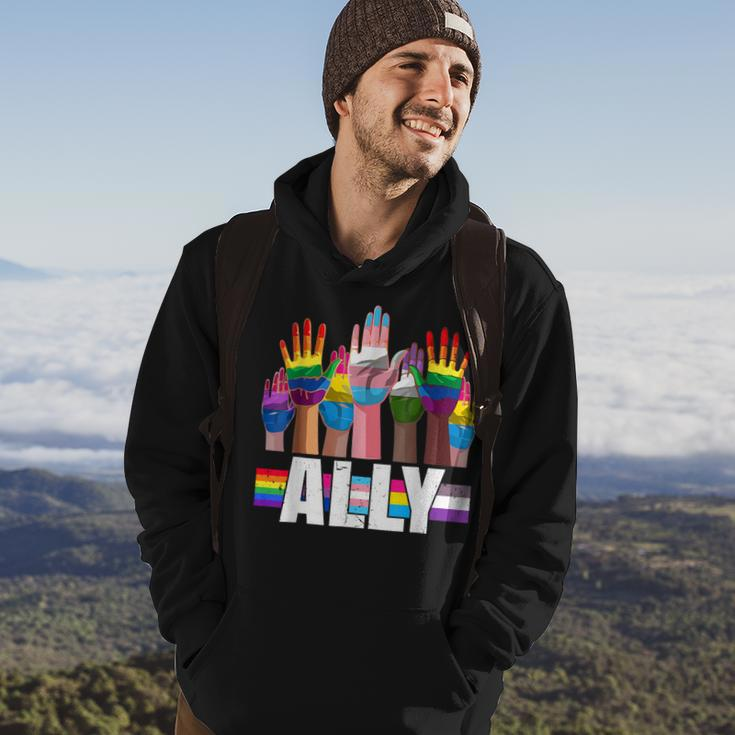 Lgbtq Ally For Gay Pride Month Transgender Flag Distressed Hoodie Lifestyle