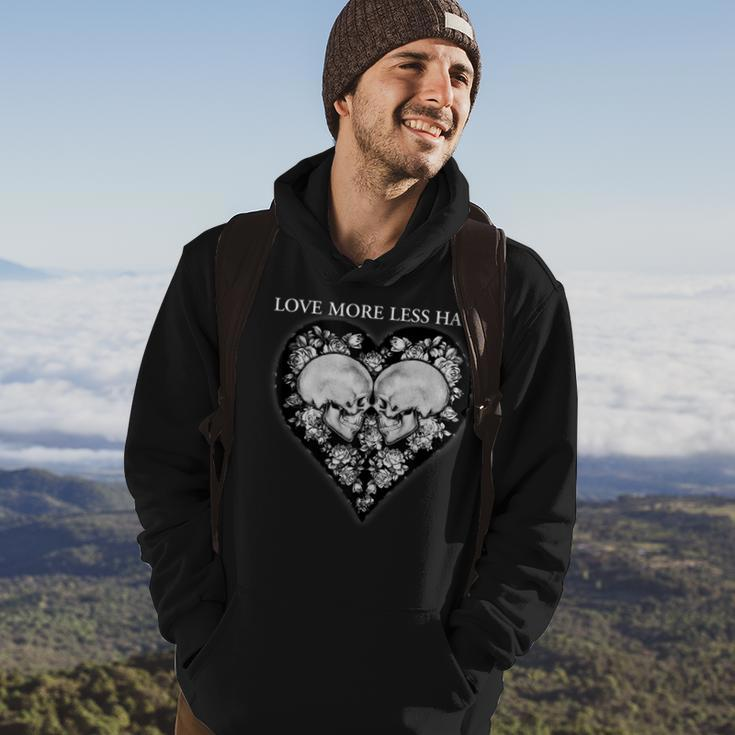 Love More Less Hate Skull Printed Cute Graphic Hoodie Lifestyle