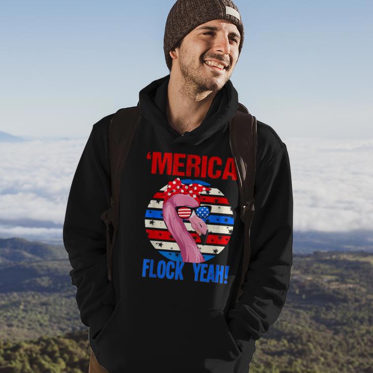 Merica Flock Yeah 4Th July Funny Patriotic Flamingo 1 Hoodie Lifestyle