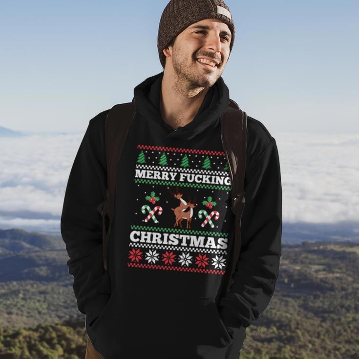 Merry Fucking Christmas Adult Humor Offensive Ugly Sweater Hoodie Lifestyle