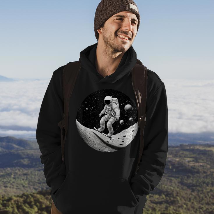 Moon Boarding Astronaut Funny Moon Funny Gifts Hoodie Lifestyle