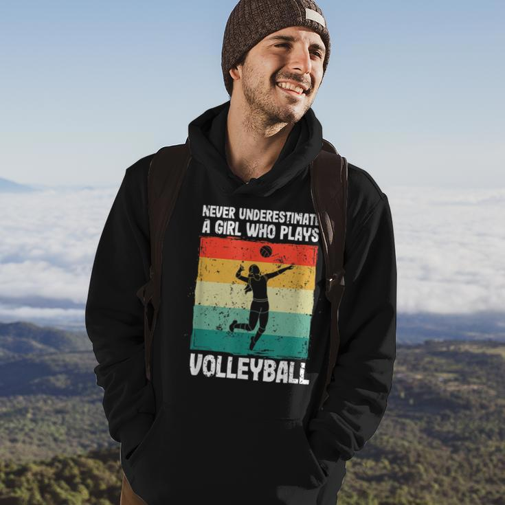 Never Underestimate A Girl Who Plays Volleyball Player Girls Hoodie Lifestyle