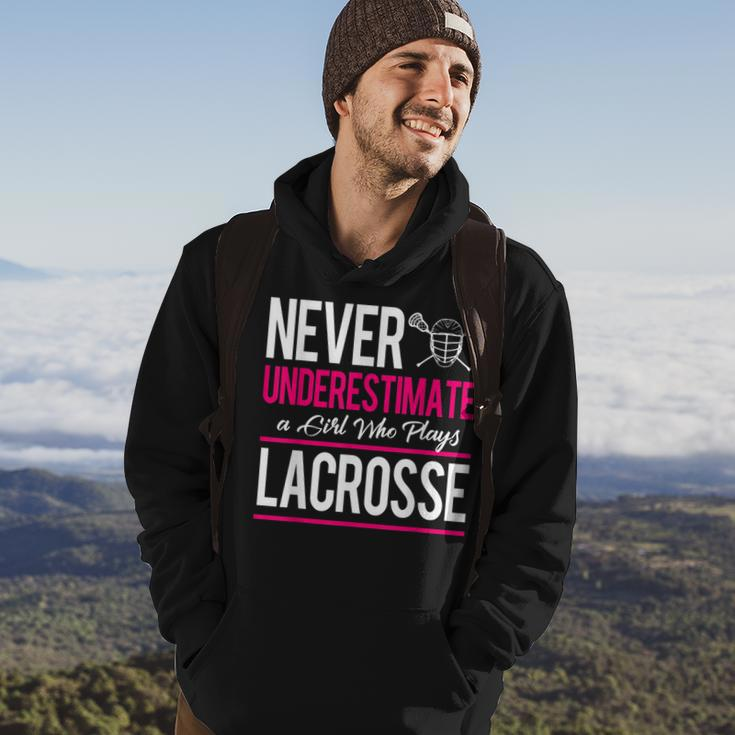 Never Underestimate A Gril Who Plays Lacrosse Hoodie Lifestyle
