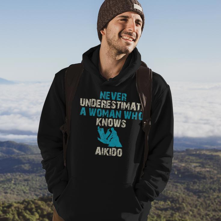 Never Underestimate A Woman Who Knows Aikido Quote Funny Hoodie Lifestyle