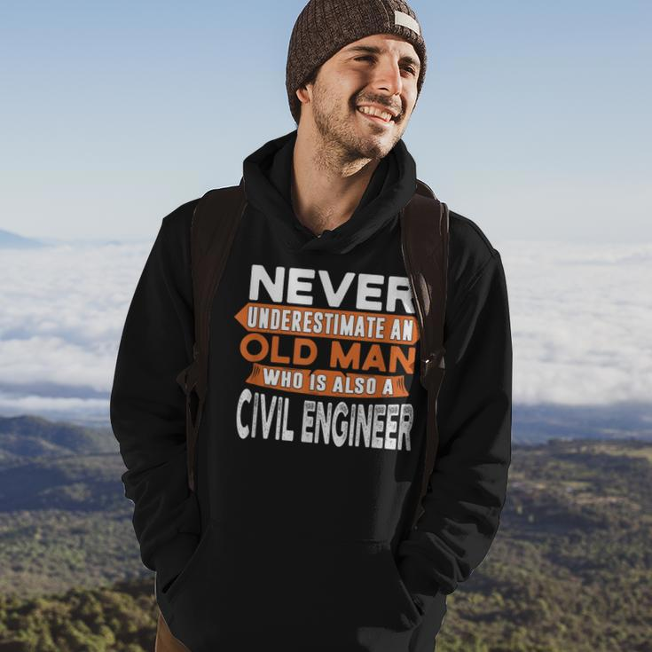 Never Underestimate An Old Man Who Is Also A Civil Engineer Gift For Mens Hoodie Lifestyle