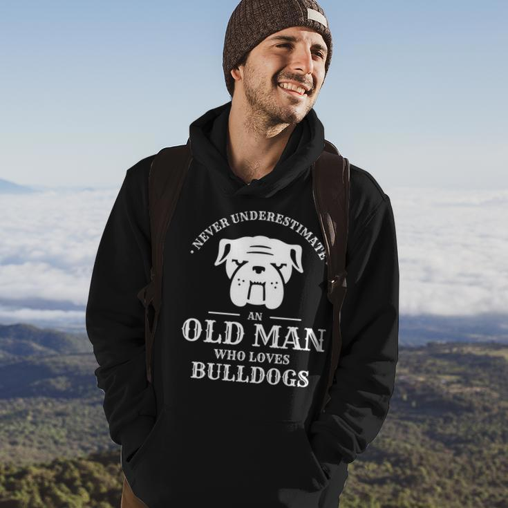 Never Underestimate An Old Man Who Loves Bulldogs Dog Lover Hoodie Lifestyle
