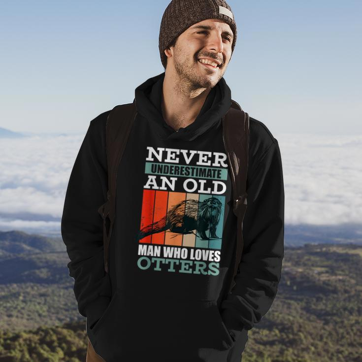 Never Underestimate An Old Man Who Loves Otters With A Otter Hoodie Lifestyle