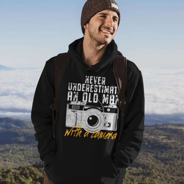 Never Underestimate An Old Man With A Camera Photographer Gift For Mens Hoodie Lifestyle