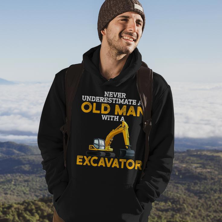 Never Underestimate An Old Man With An Excavator Funny Gift Gift For Mens Hoodie Lifestyle