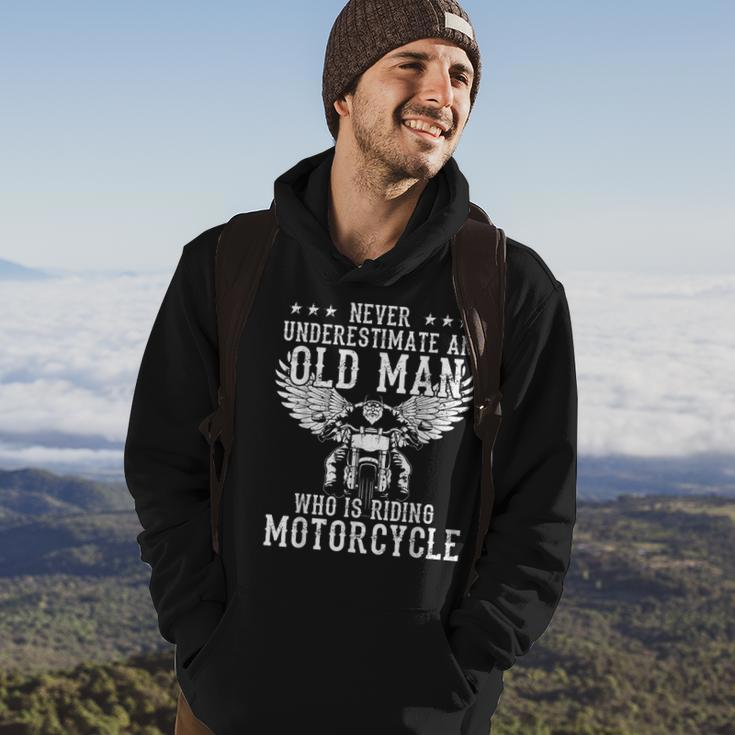 Never Underestimate And Old Man Who Is Riding Motorcycle Hoodie Lifestyle