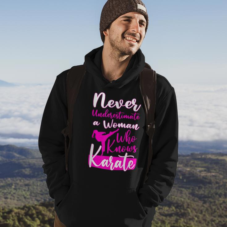 Never Underestimate And Old Woman Who Knows Karate Martial Old Woman Funny Gifts Hoodie Lifestyle