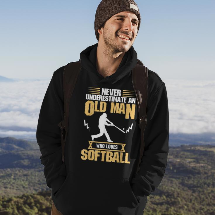 Never Underestimate Old Man Who Love Softball Hoodie Lifestyle