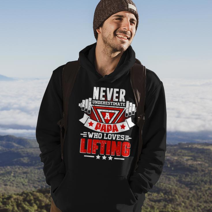Never Underestimate Papa Gym Workout Fitness Weightlifting Hoodie Lifestyle