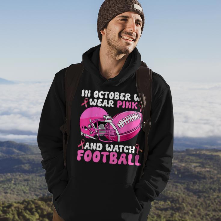 In October We Wear Pink Football Breast Cancer Awareness Hoodie Lifestyle