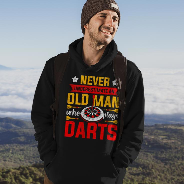 Old Dart Never Underestimate An Old Man Who Plays Darts Hoodie Lifestyle
