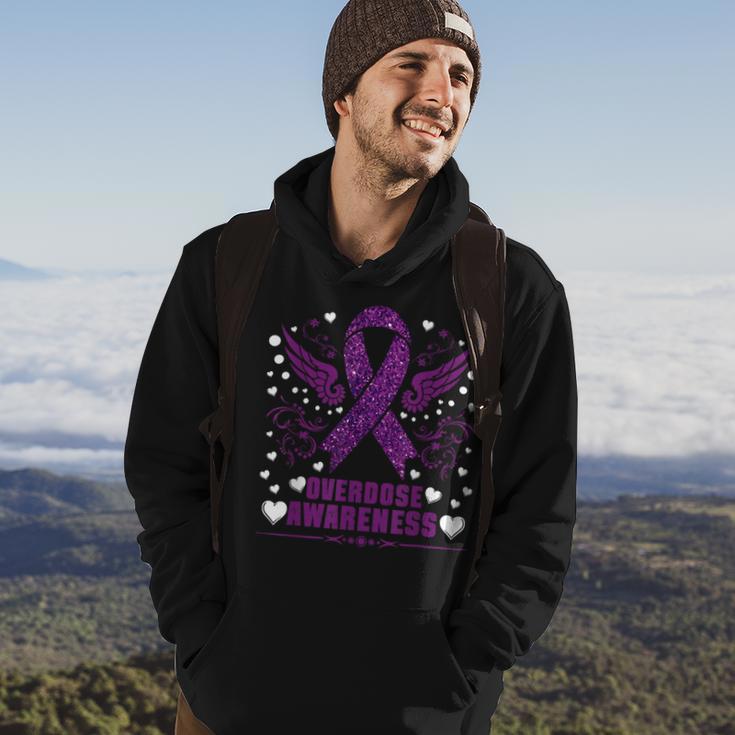 Overdose Awareness Purple Ribbon Drug Addiction Hoodie Lifestyle