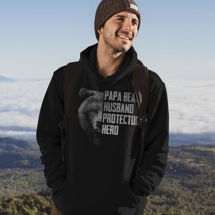 Papa Bear Husband Protector Hero Dad Funny Fathers Day Dad Hoodie Lifestyle