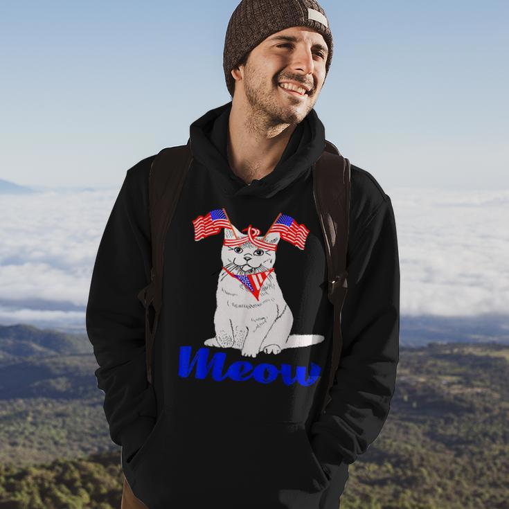 Patriotic Cat Meowica 4Th Of July Funny Kitten Lover Patriotic Funny Gifts Hoodie Lifestyle