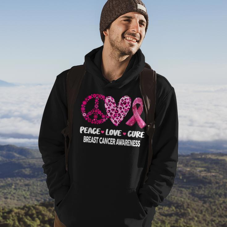 Peace Love Cure Pink Ribbon Breast Cancer Awareness Hoodie Lifestyle