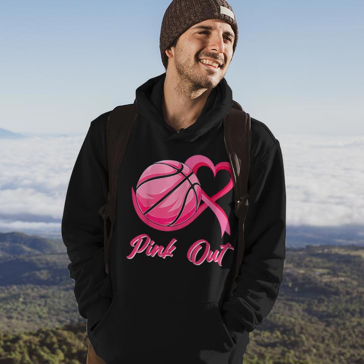 Pink Out Basketball Breast Cancer Awareness Pink Ribbon Hoodie Lifestyle
