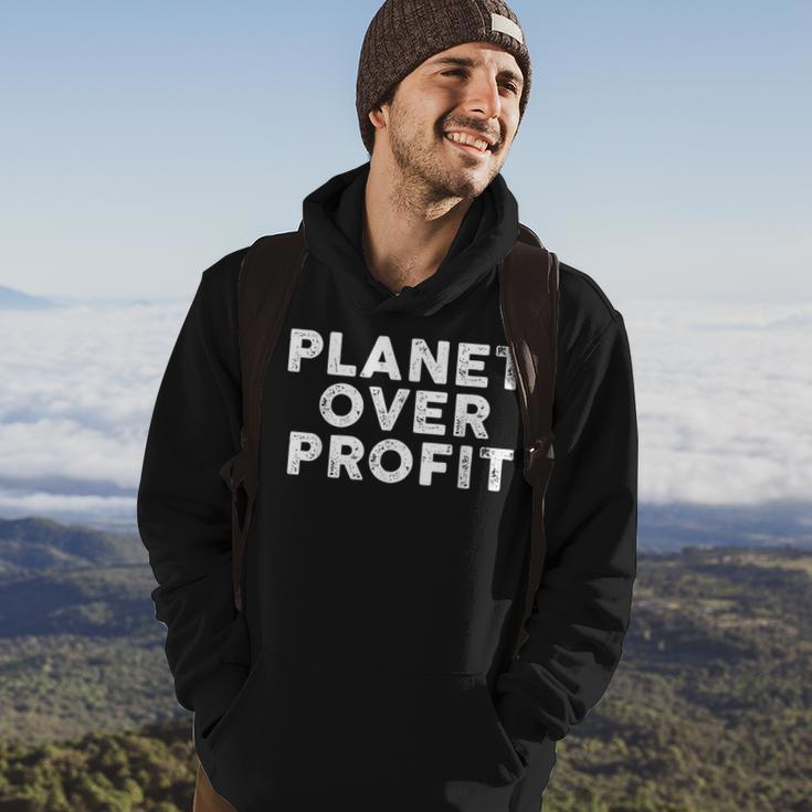 Planet Over Profit Protect Environment Quote Hoodie Lifestyle