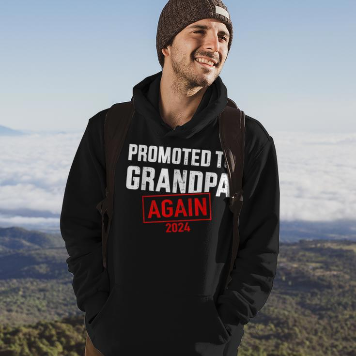 Promoted To Grandpa 2024 Again For New Baby Grandfather Hoodie Lifestyle