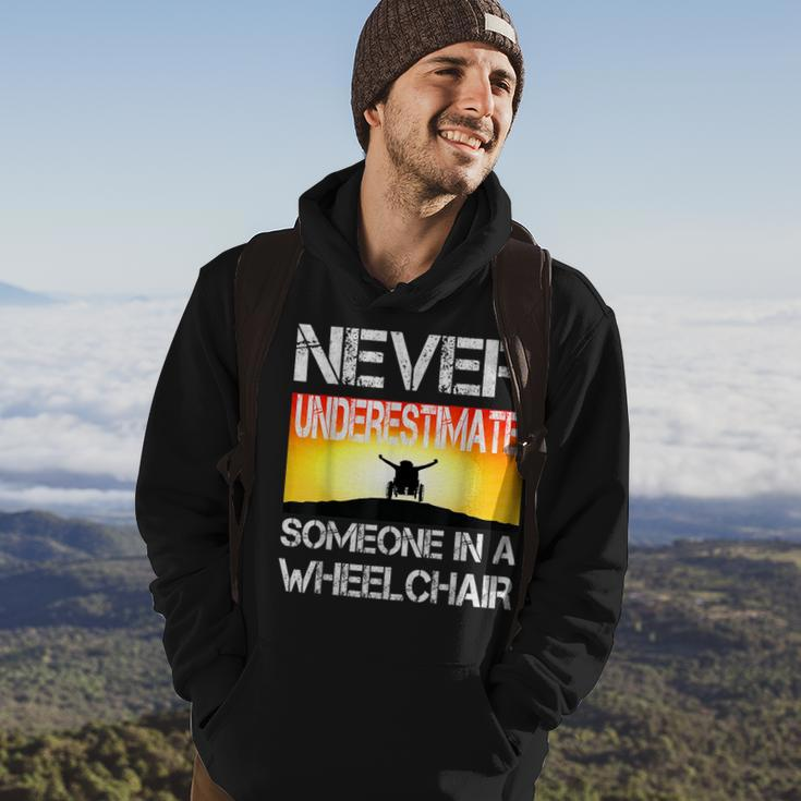 Respectful Never Underestimate Someone In A Wheelchair Gift Hoodie Lifestyle