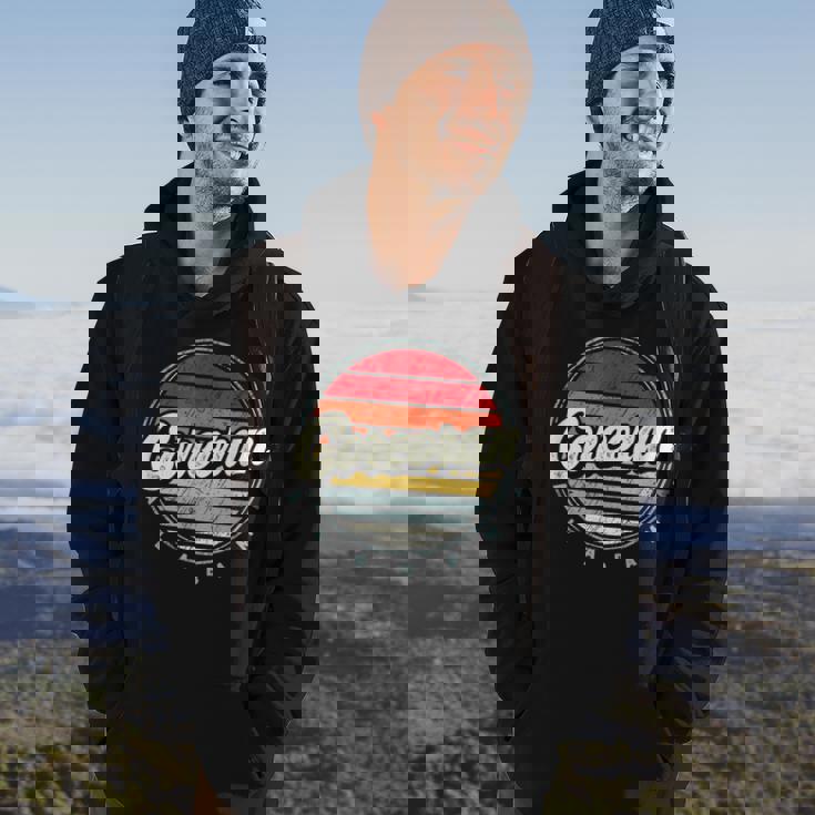 Retro Corcoran Home State Cool 70S Style Sunset Hoodie Lifestyle