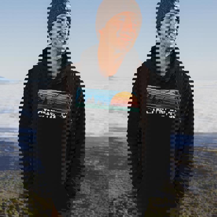 Retro Sunset Stripes Cuney Texas Hoodie Lifestyle
