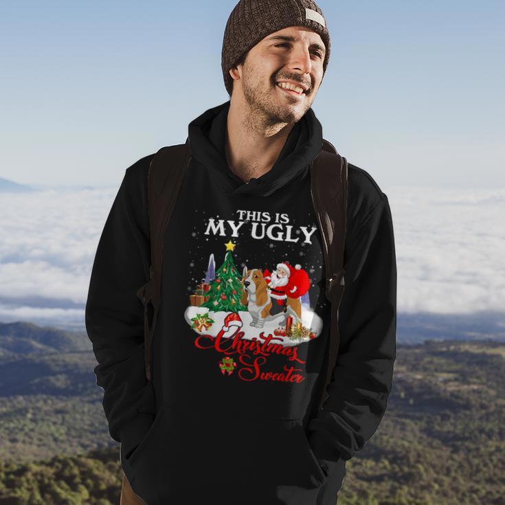 Santa Riding Basset Hound This Is My Ugly Christmas Sweater Hoodie Lifestyle