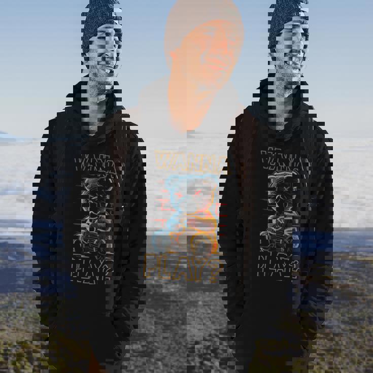 Scary Teddy Bear Toy Urban Style Wanna Play Teddy Bear Hoodie Lifestyle