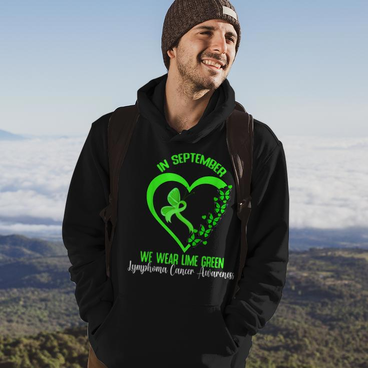 In September We Wear Green Ribbon Lymphoma Cancer Awareness Hoodie Lifestyle