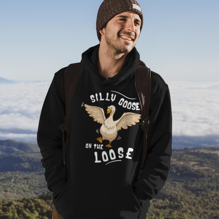 Silly Goose On The Loose Geese Lover Silly Person Hoodie Lifestyle