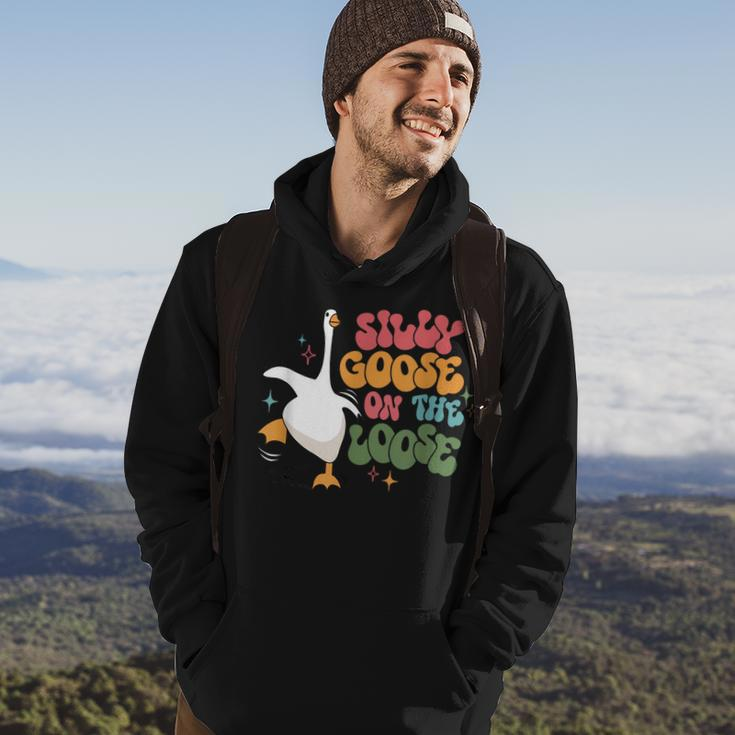Silly Goose On The Loose Retro Groovy Silly Goose Club Hoodie Lifestyle
