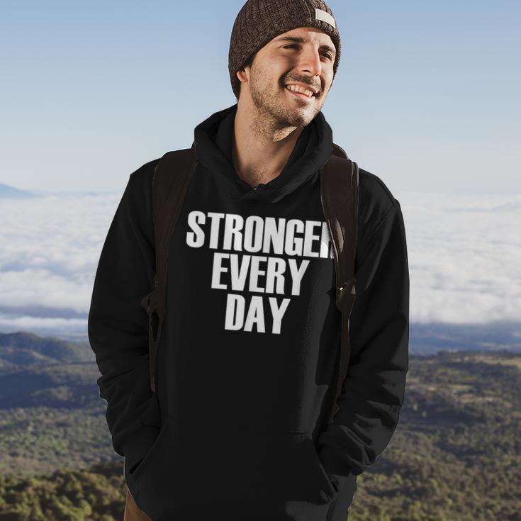 Stronger Every Day - Motivational Gym Quote Hoodie Lifestyle