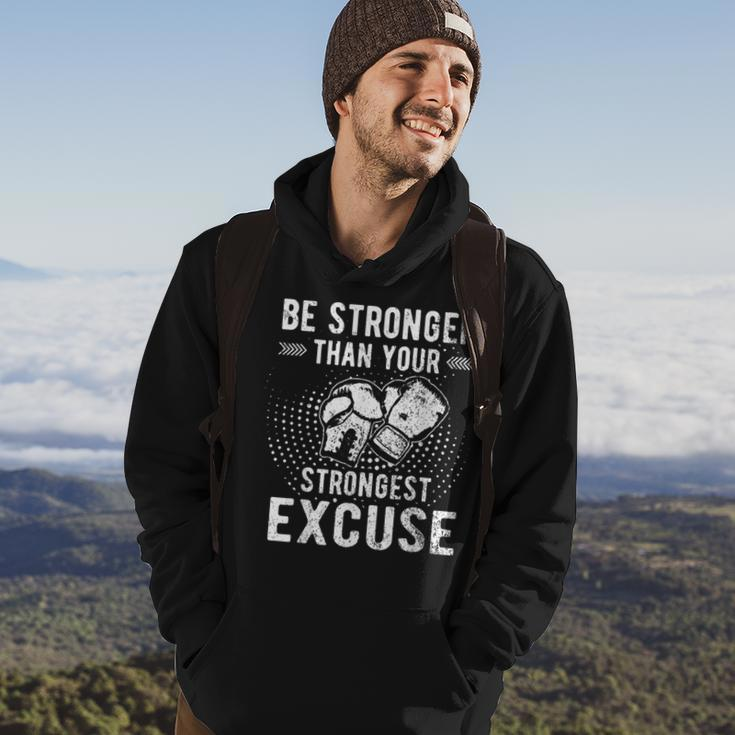 Be Stronger Than Your Strongest Excuse Distressed Boxing Hoodie Lifestyle