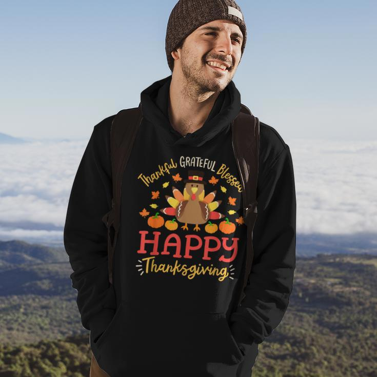 Thankful Grateful Blessed Happy Thanksgiving Turkey Gobble Hoodie Lifestyle