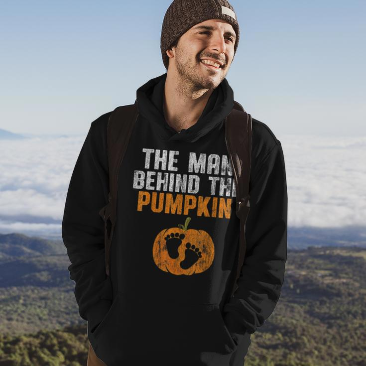 The Man Behind The Pumpkin Pregnancy Halloween New Dad To Be Gift For Mens Hoodie Lifestyle