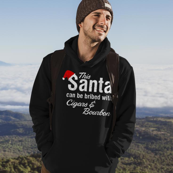 This Santa Can Be Bribed With Cigars & Bourbon Xmas Cigars Funny Gifts Hoodie Lifestyle