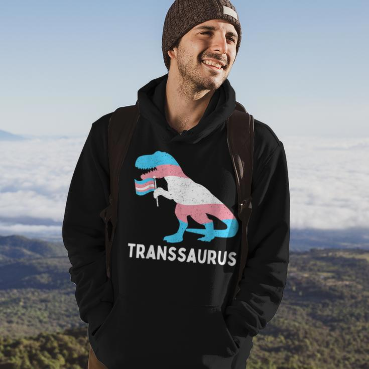 Trans Pride Flag Transgender Dino Transsaurus Rex Dinosaur Hoodie Lifestyle