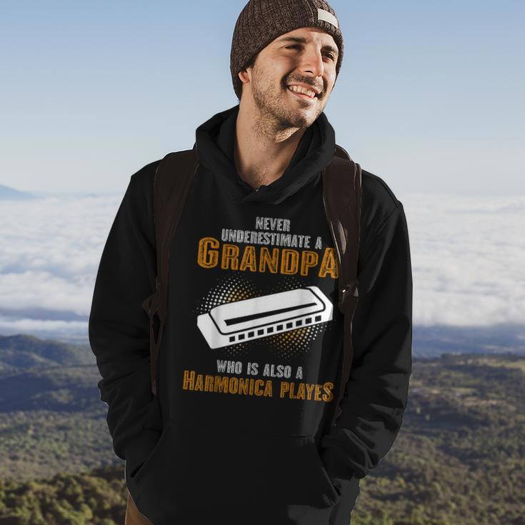 Never Underestimate Grandpa Who Is Also A Harmonica Player Hoodie Lifestyle