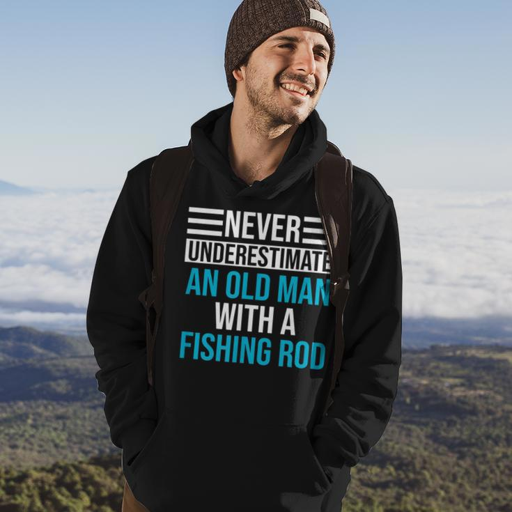 Never Underestimate An Old Man Fishing Hoodie Lifestyle
