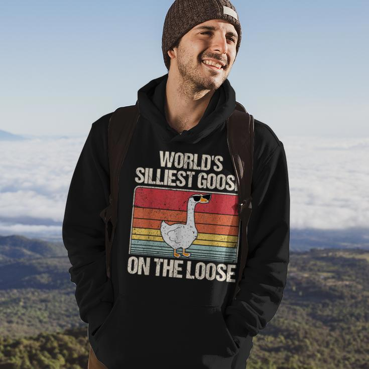 Vintage Worlds Silliest Goose On The Loose Funny Saying Hoodie Lifestyle