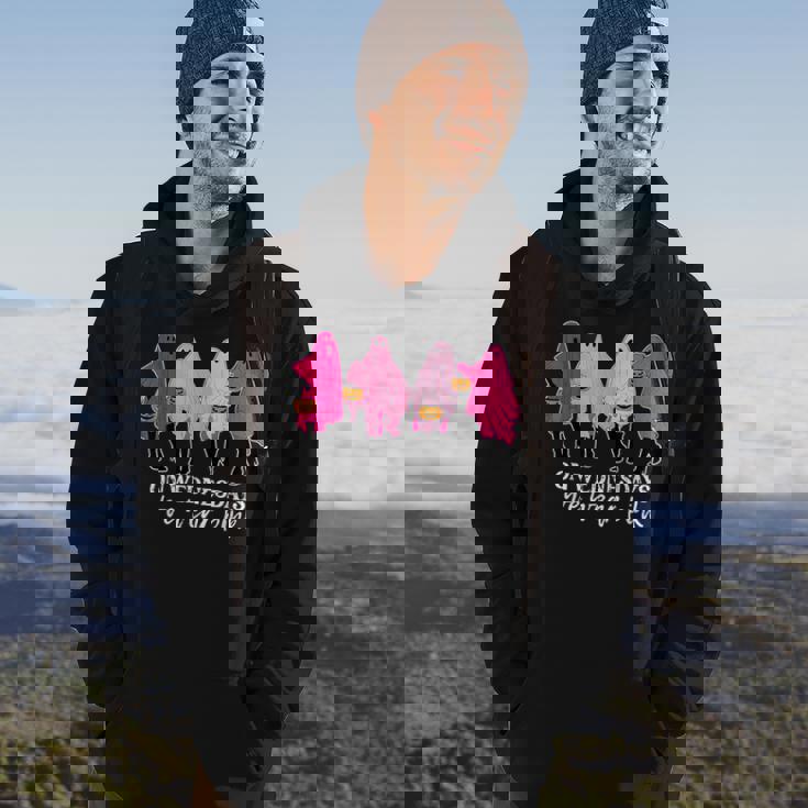 On Wednesday We Were Pink Ghost Breast Cancer Halloween Hoodie Lifestyle