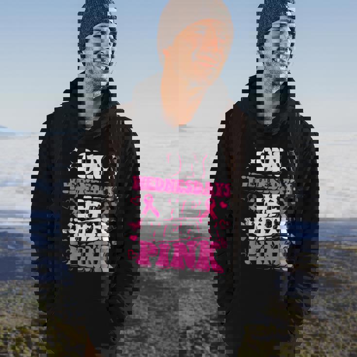 On Wednesday We Wear Pink Ribbon Breast Cancer Awareness Hoodie Lifestyle