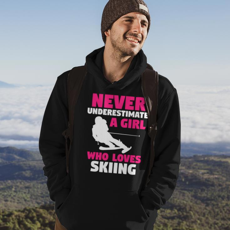 Winter Sport | Never Underestimate A Girl Who Loves Skiing Skiing Funny Gifts Hoodie Lifestyle