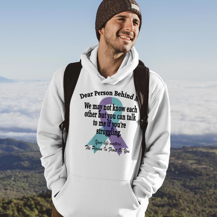 988 Suicide Prevention Awareness Dear Person Behind Me Suicide Funny Gifts Hoodie Lifestyle