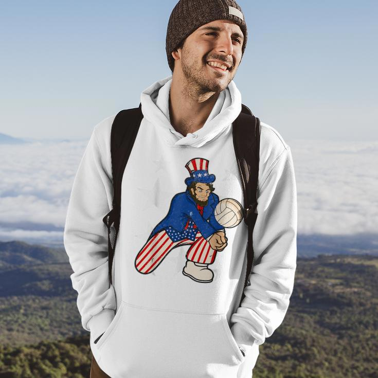 Abraham Lincoln Playing Volleyball Funny 4Th Of July Hoodie Lifestyle