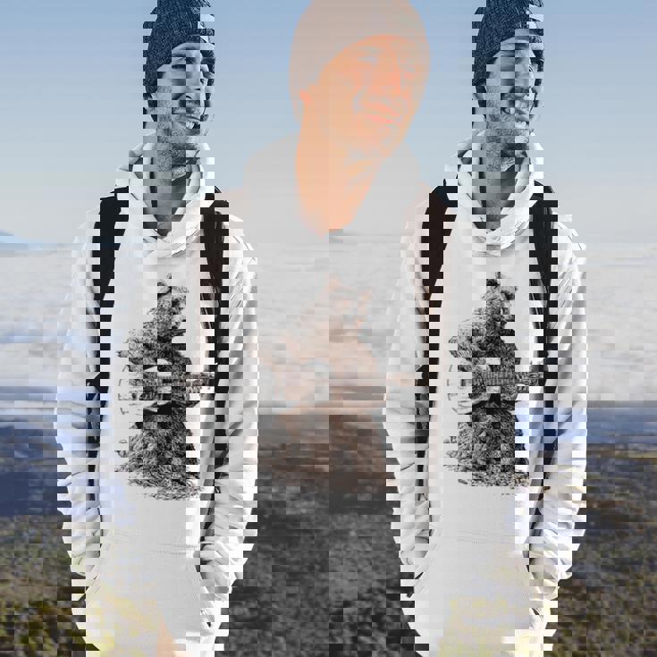 Bear Playing Guitar Players Music Gift Dad Rock N Roll Hoodie Lifestyle